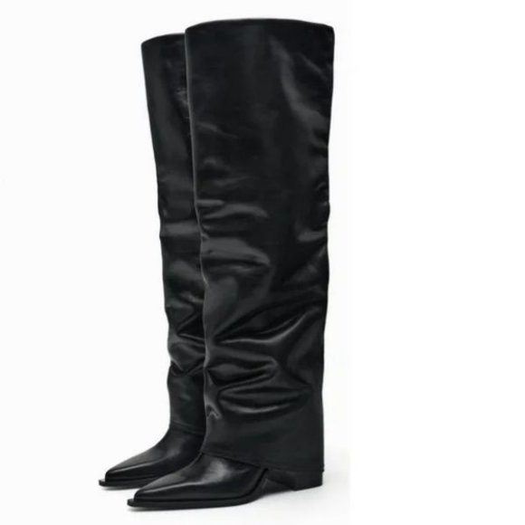ZARA LEATHER GAITER BOOTS - Picture 4 of 12